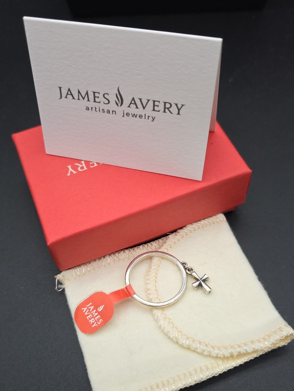 NWT James Avery Silver Ring with New Tag and Cross Charm Sz 11.5